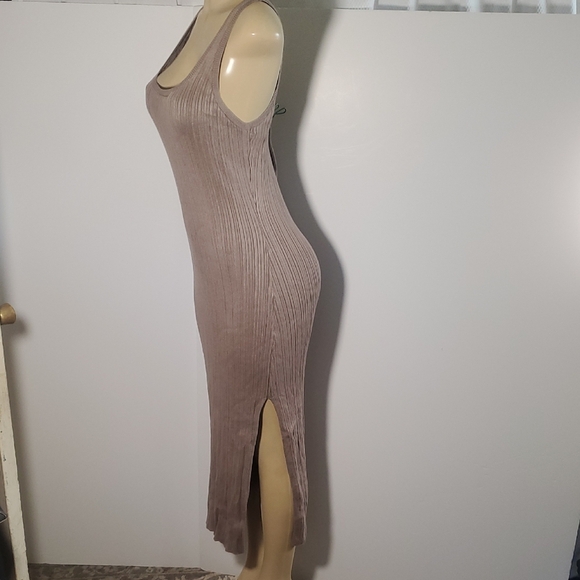 Abercrombie and Fitch Tan Ribbed Knit Dress Taupe Sleeveless Size XL - Picture 5 of 12